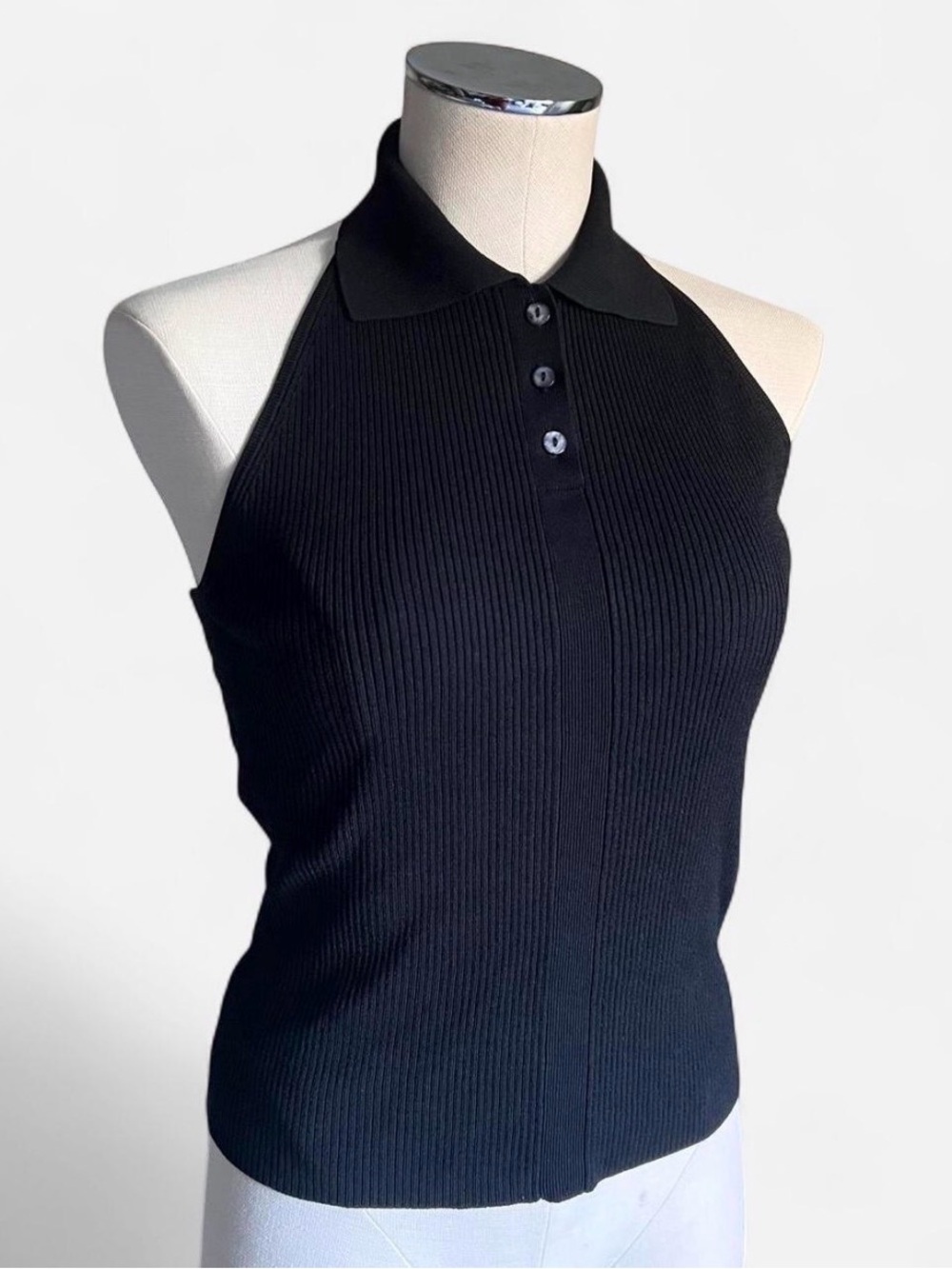 Lillie Rubin Halter Top Open Back Top Sz L Sleeveless Polo Shirt Vintage Y2K